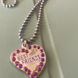 Best friends heart necklace with simulated sparkly stones. See pictures